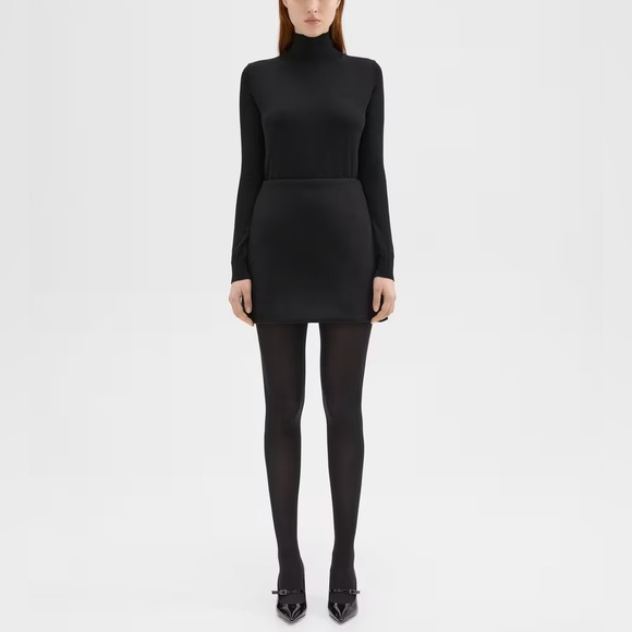 NEW Theory  High-Waist Mini Skirt in Double-Face Wool-Cashmere Black - Picture 13 of 16